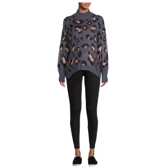 Maternity Pullover Sweater Blue and Pink Animal Cheetah Print by TIME & Tru - Picture 3 of 7